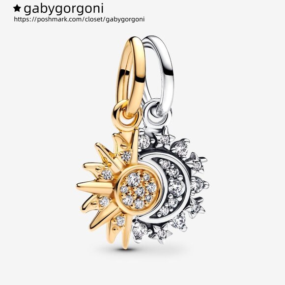 Pandora Splittable Sun & Moon Dangle Charm - Picture 1 of 6